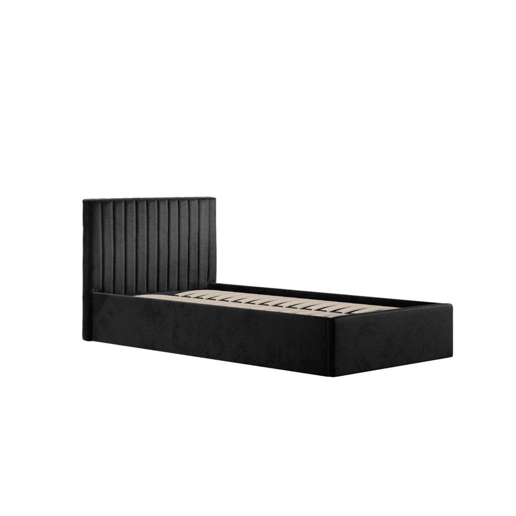 Berlin Black Velvet Ottoman Single Bed